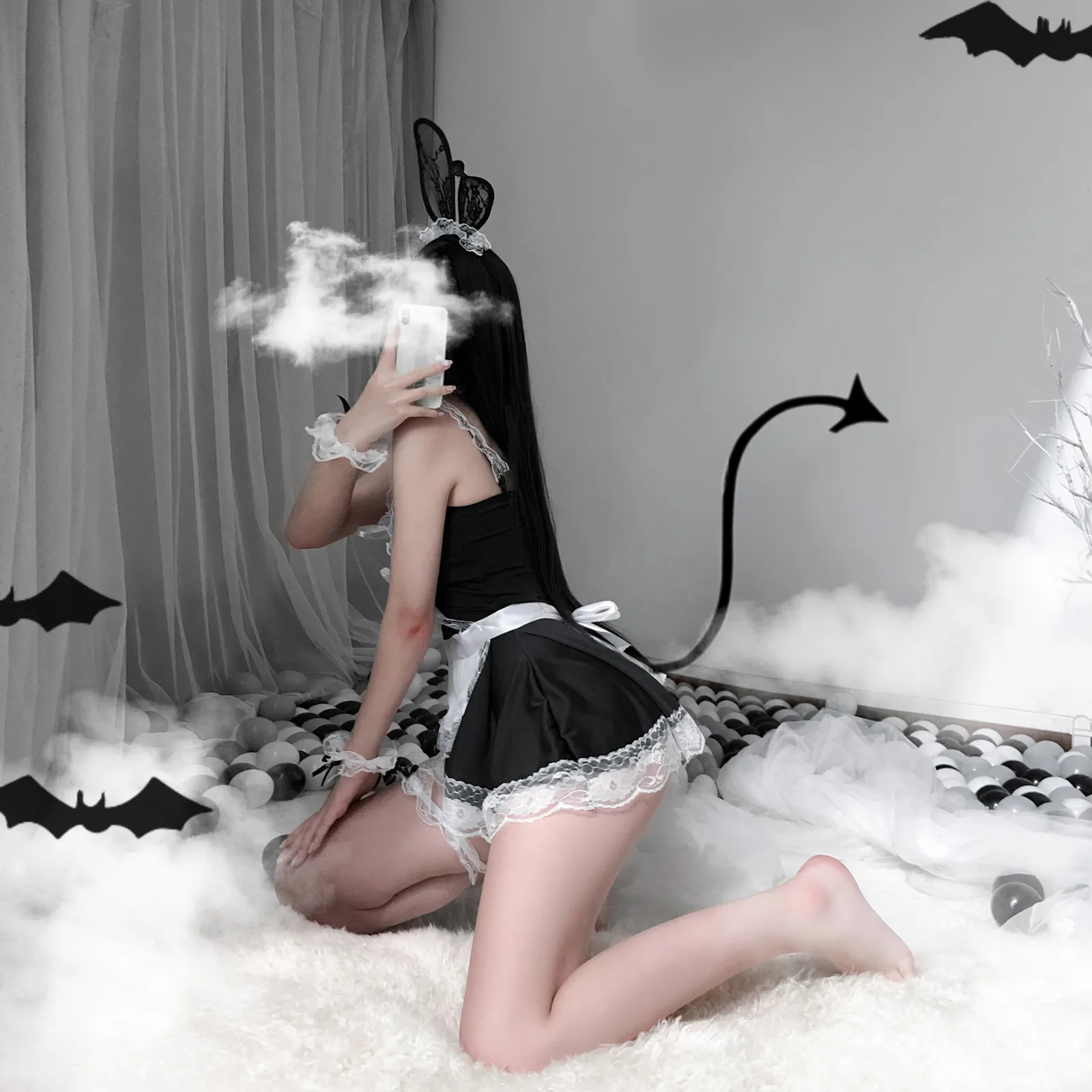 

Women Dress Uniform Play Cute Women Sexy Lingerie Cosplay Costumes Maid Servant Young Girls 1PC Suit 1PC leg loop 2PC Bracelet