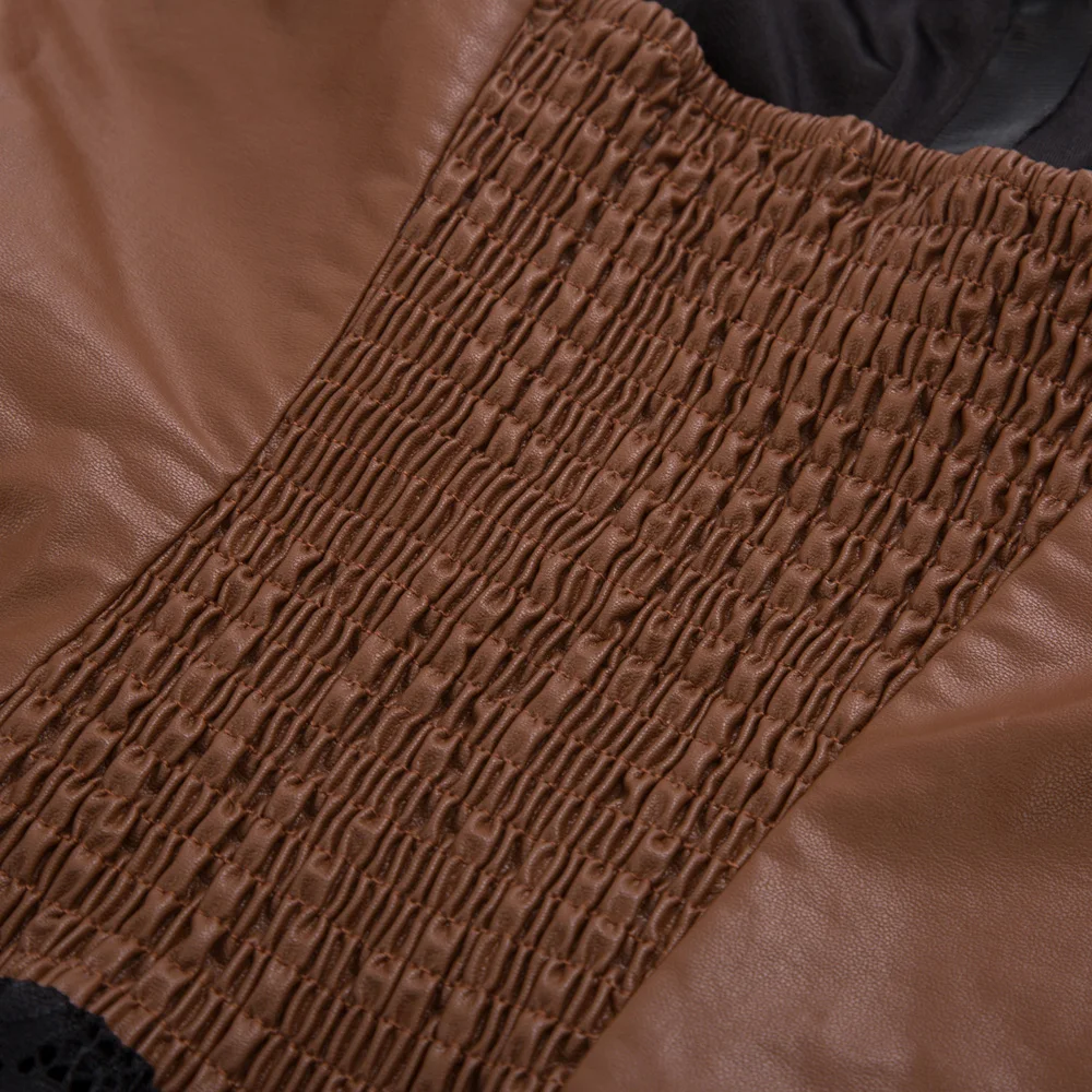 Женское готическое платье из кожзаменителя в стиле стимпанк декорированное