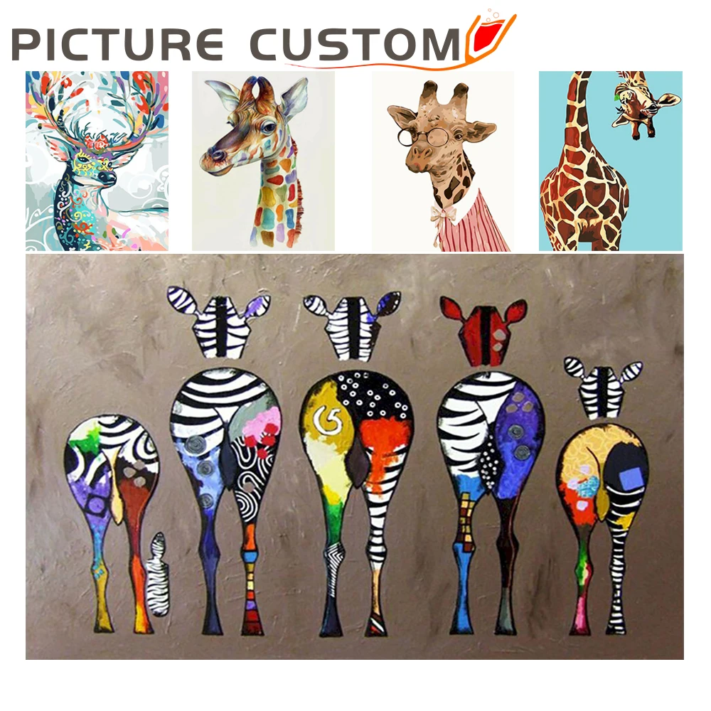 

DIY Paints By Numbers Deer Animals 50x40cm Art Pictures Set Coloring Decorative Canvas Wall Artcraft Oil Painting By Numbers