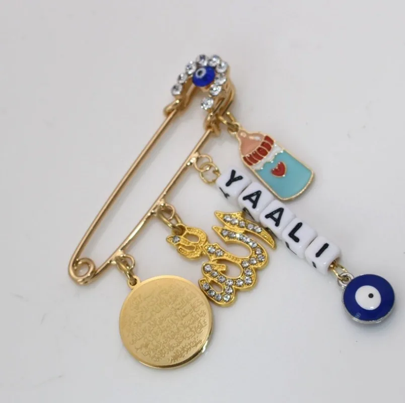 Мусульманский ислам аятул КУРСИ Алла Турецкий Дурной глаз Брошь из нержавеющей