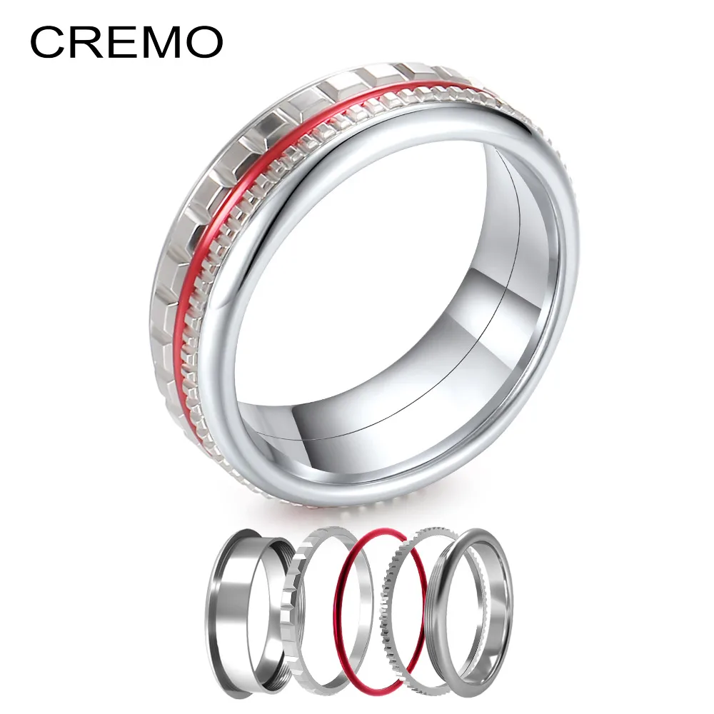 

Floya Titanium Stainless Steel Ring Women Chocolate Interchangeable Stackable Rings Rotation Wedding Band Rings Femme Bijoux