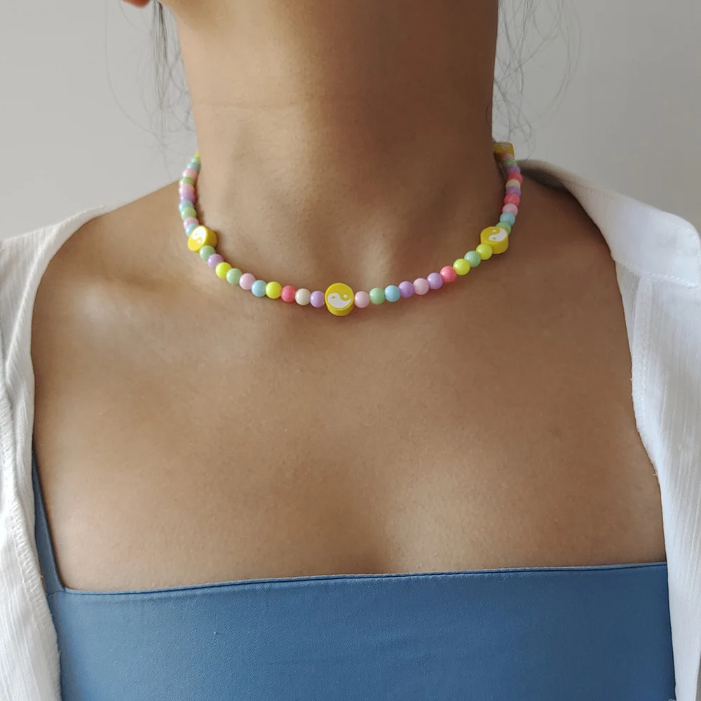 Модная Цепочка-чокер ручной работы ZX YinYang из бисера ожерелье для женщин и девушек