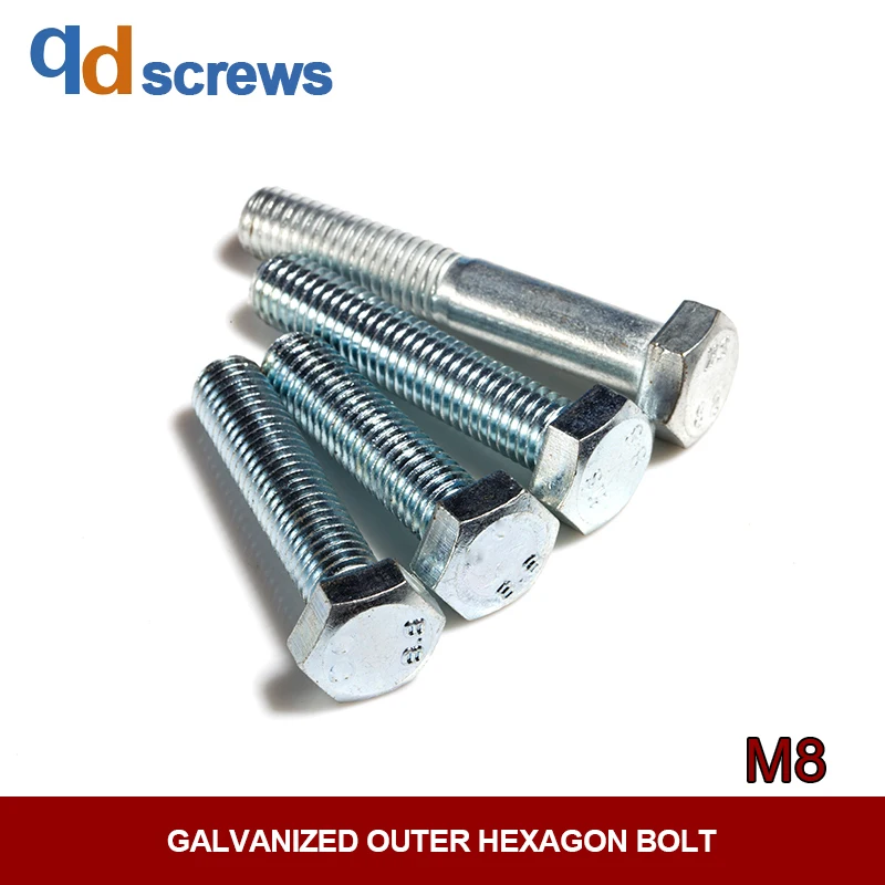 8.8 M8 High Strength Galvanized Outer Hexagon head Bolt GB5782/83 DIN931 ISO 4014