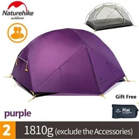 naturehike mongar 2 camping tent double layers 2 person waterproof ultralight dome tent outdoor recreation beach with free mat