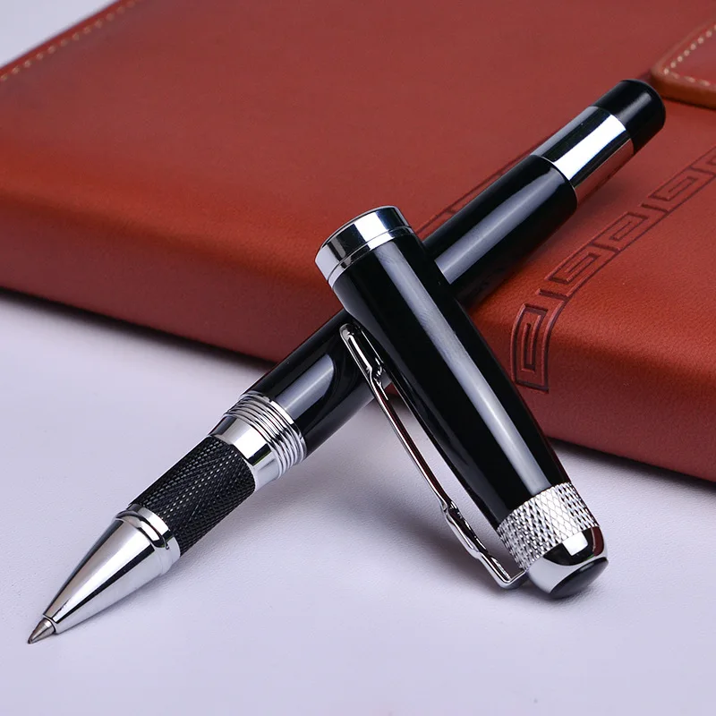 

Silver Black Monte Roller Ball Pen with Refill School Office Supplies Ballpoint High Quality for Friend Business Gift