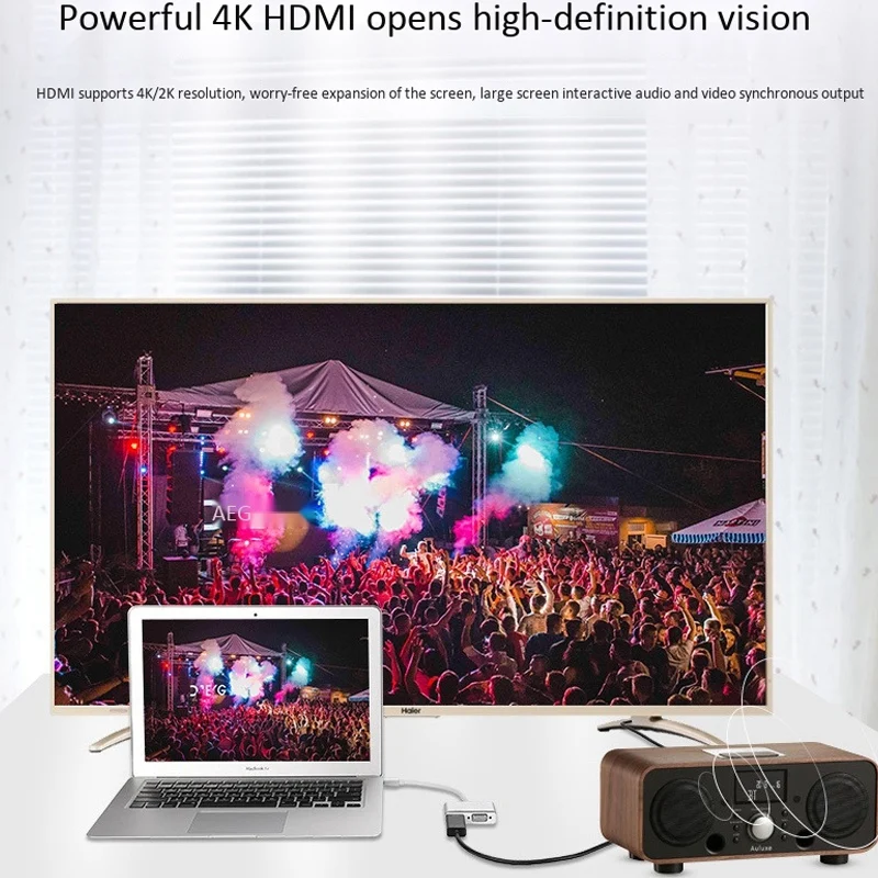 Переходник с Mini DP на VGA + HDMI 2 в 1 4K HD преобразователь для интерфейса MINI