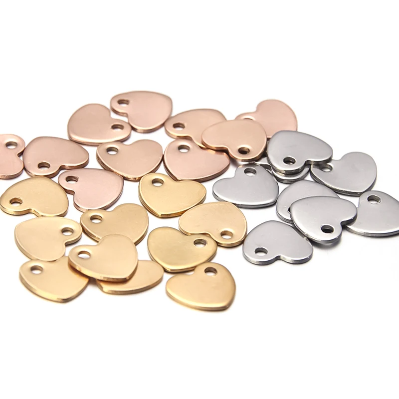 

10pcs/lot 7x6 9x10mm Heart Shape Stainless Steel Stamping Blank Dog Tags Charms Jewelry DIY Findings For Pendant Necklace Making