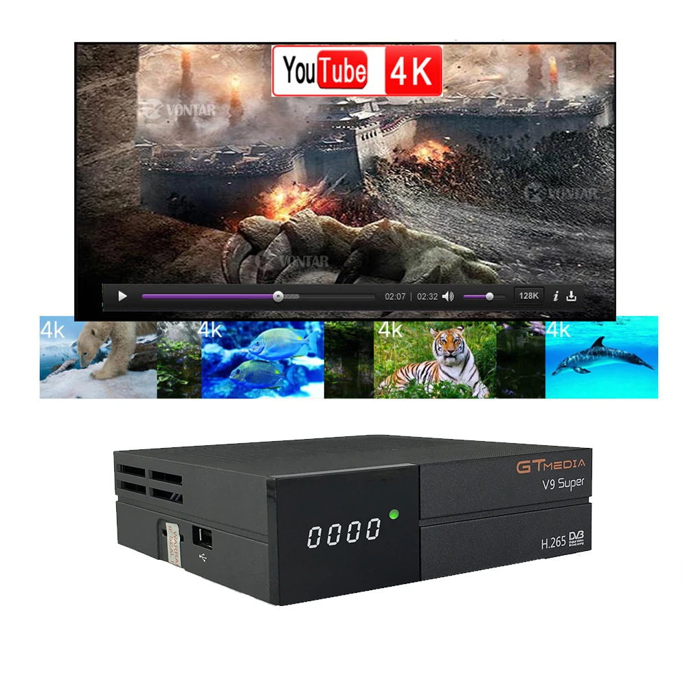 Спутниковый ресивер 1 год CCCAM Gtmedia V9 Super power by free sat DVB-S2 встроенный wifi h.265 wifi внутренняя мощность vu телеприставка