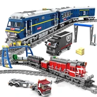 city high speed train rail track powered electric train large model building blocks technical bricks children toys birthday gift