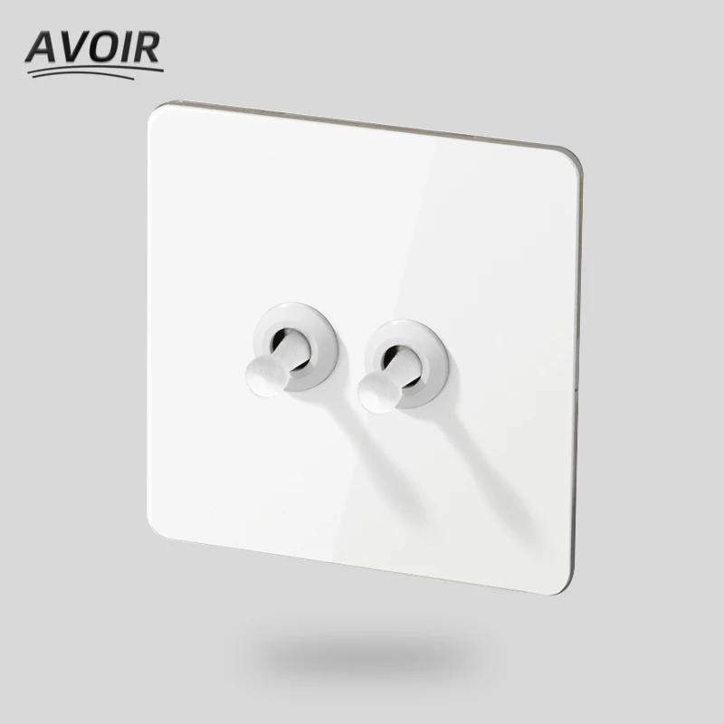 

Avoir light Switch Usb Wall Socket White Stainless Steel Panel Vintage Toggle Switches Electrical Outlet 1 2 3 4 Gang 2 Way 220V