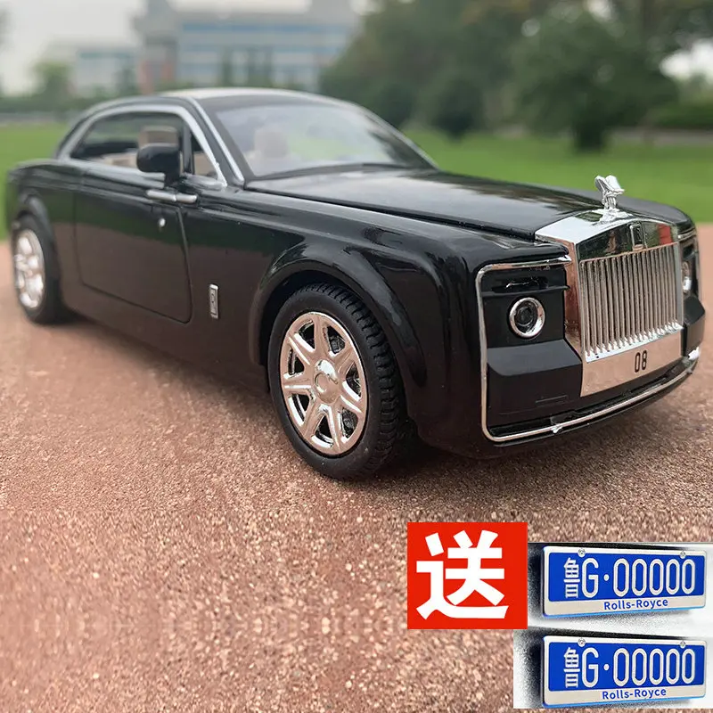 Phantom black 1:24 Rolls Royce Phantom металлические игрушечные колеса, имитационный звуковой светильник, вытяжной задний светильник, коллекция детских подарков, литая под давлением модель автомобиля - Цвет: Phantom black