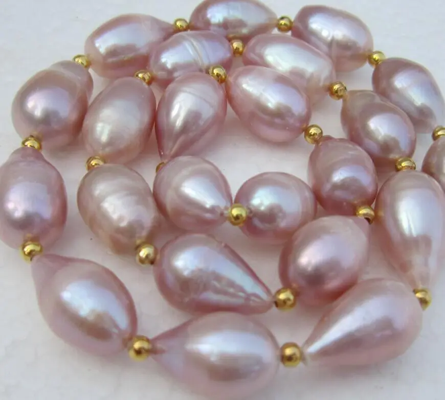 

18" 10-13mm AAA south sea baroque pink purple pearl necklace