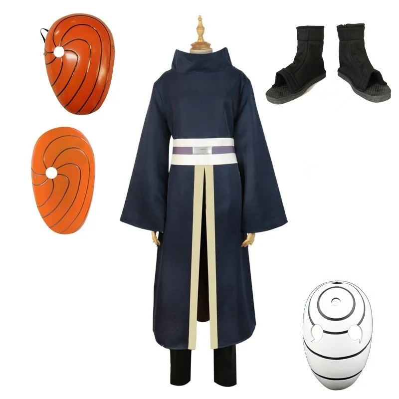 Аниме Наруто Учиха Obito Косплэй костюм с маска шлем обувь героя аниме ниндзя