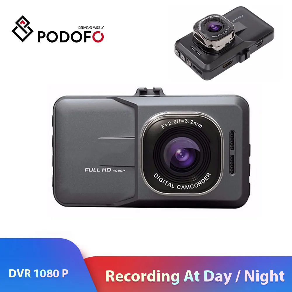 Podofo Новый 3 0 &quotАвтомобильный видеорегистратор 1080P HD рекордер Автоматическая