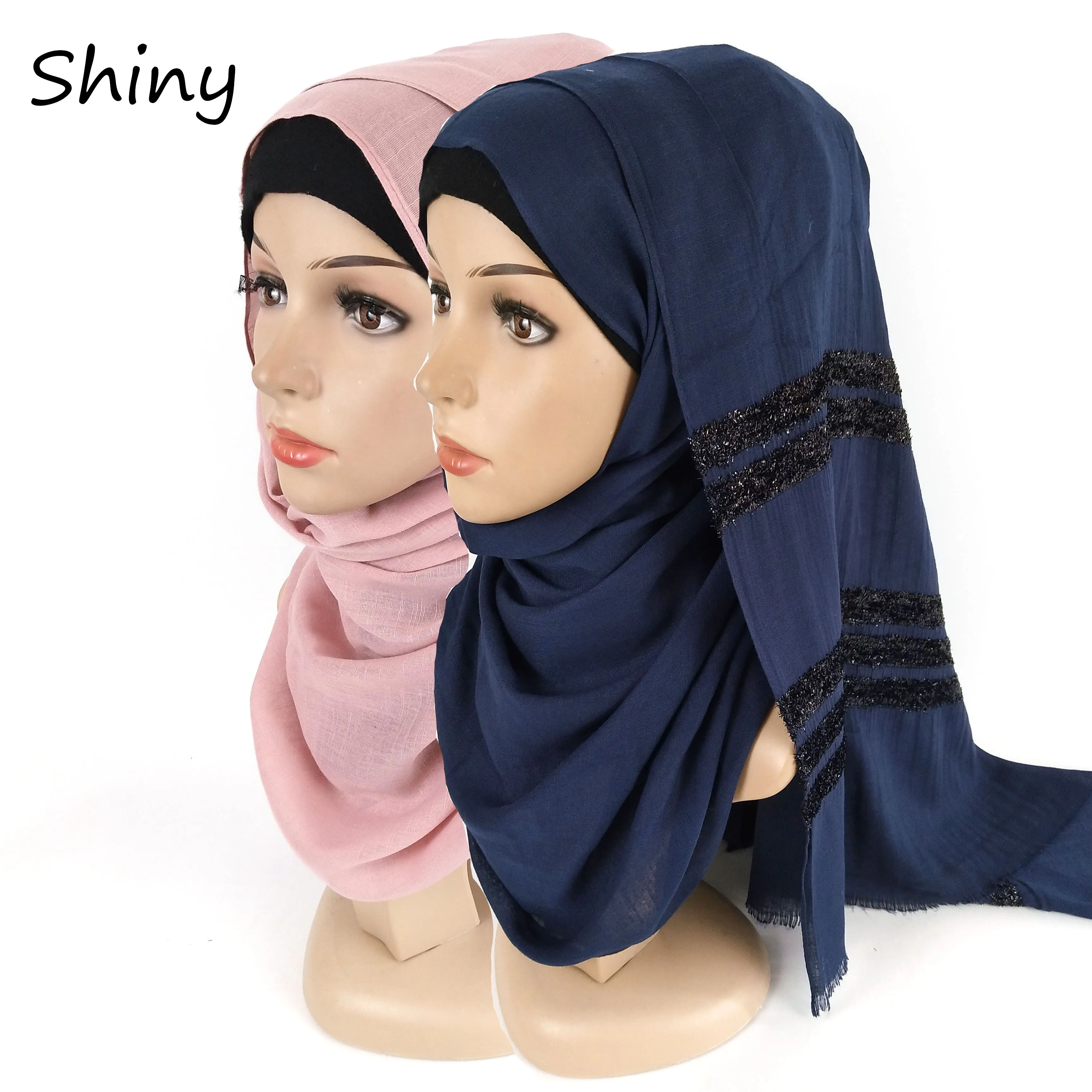 10 шт. блестящий хлопковый шарф хиджаб из вискозы| |