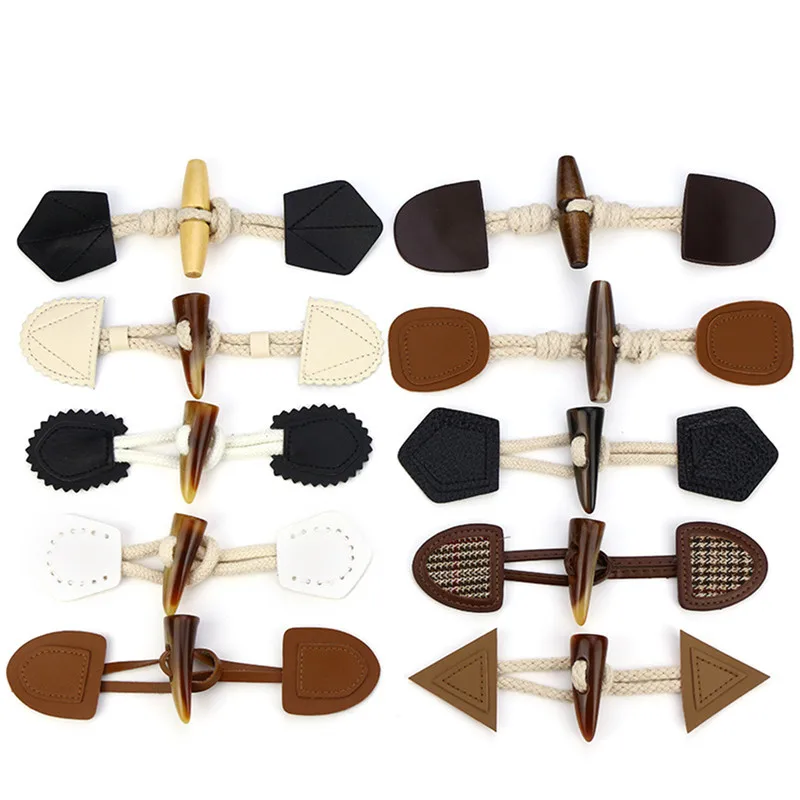 1Pair Leather Resin Horn Toggle Closure Coat Jacket Duffle Clip Pin Holder Sewing Fasteners Cardigan Wrap Shawl DIY Accessories | Дом и сад