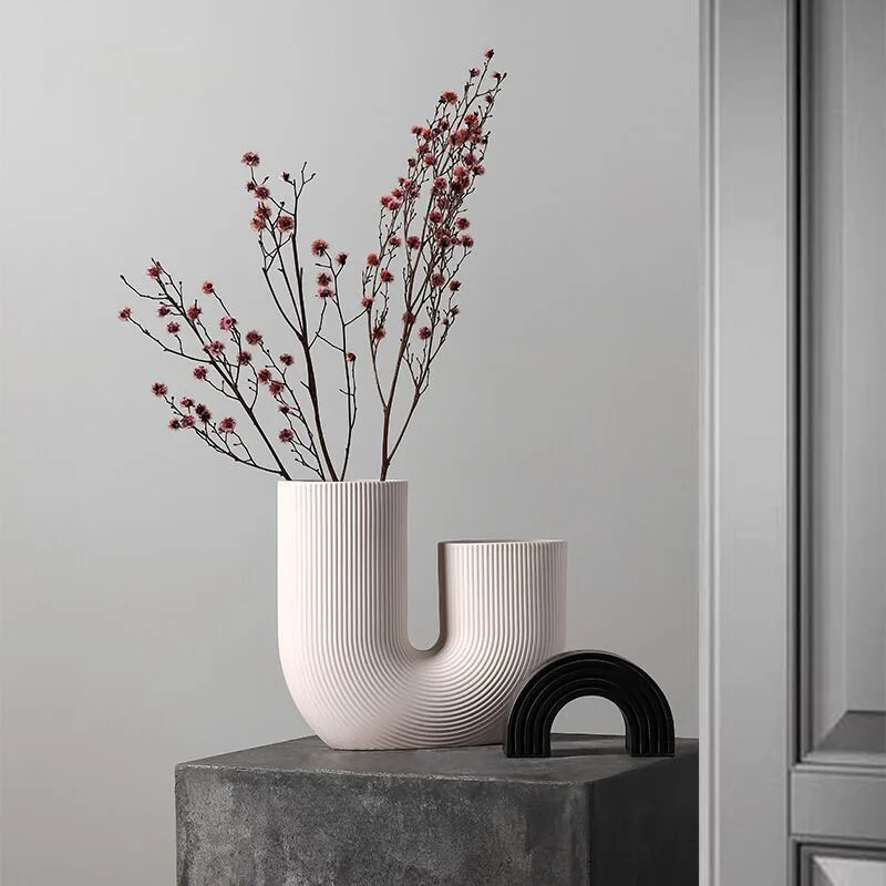 

Nordic Ceramic Vase Simple Flower Pot Home Decoration Accessories Living Room Interior Office Desktop Table Bedroom Decor Garden