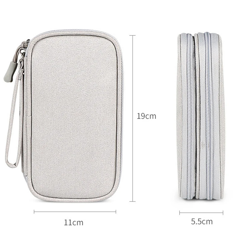 

Electronics Accessories Organizer Pouch Bag, for Power Adapter/Charger/Cables/Pens, Designed for School Girls(Grey)