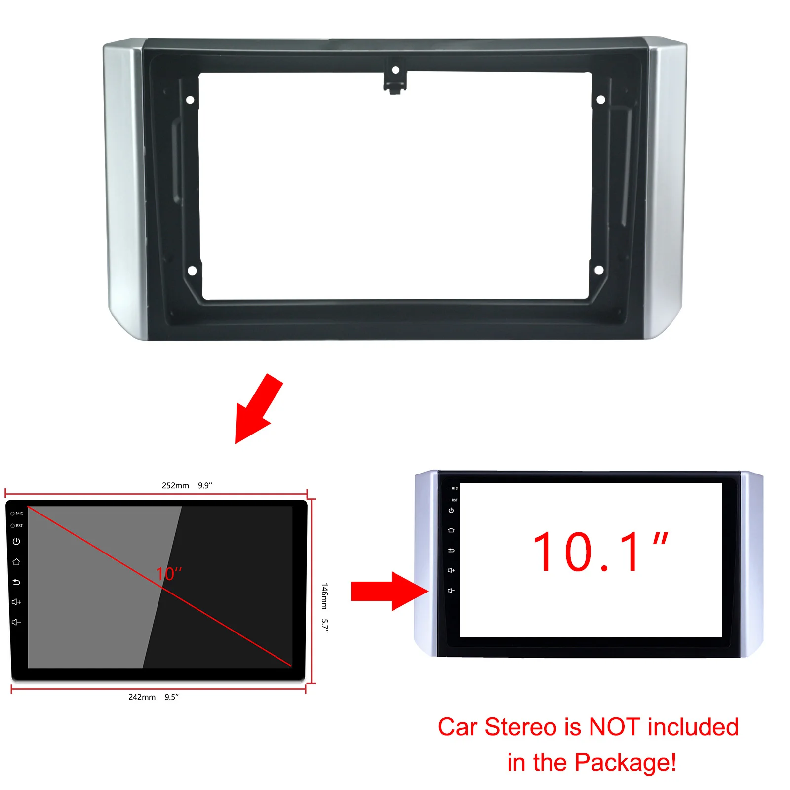 2di1Din Car DVD Frame Audio Fitting Adaptor Dash Trim Facia Panel 9&quot For MITSUBISHI Xpander 2018-2019 Double Din Radio Player |