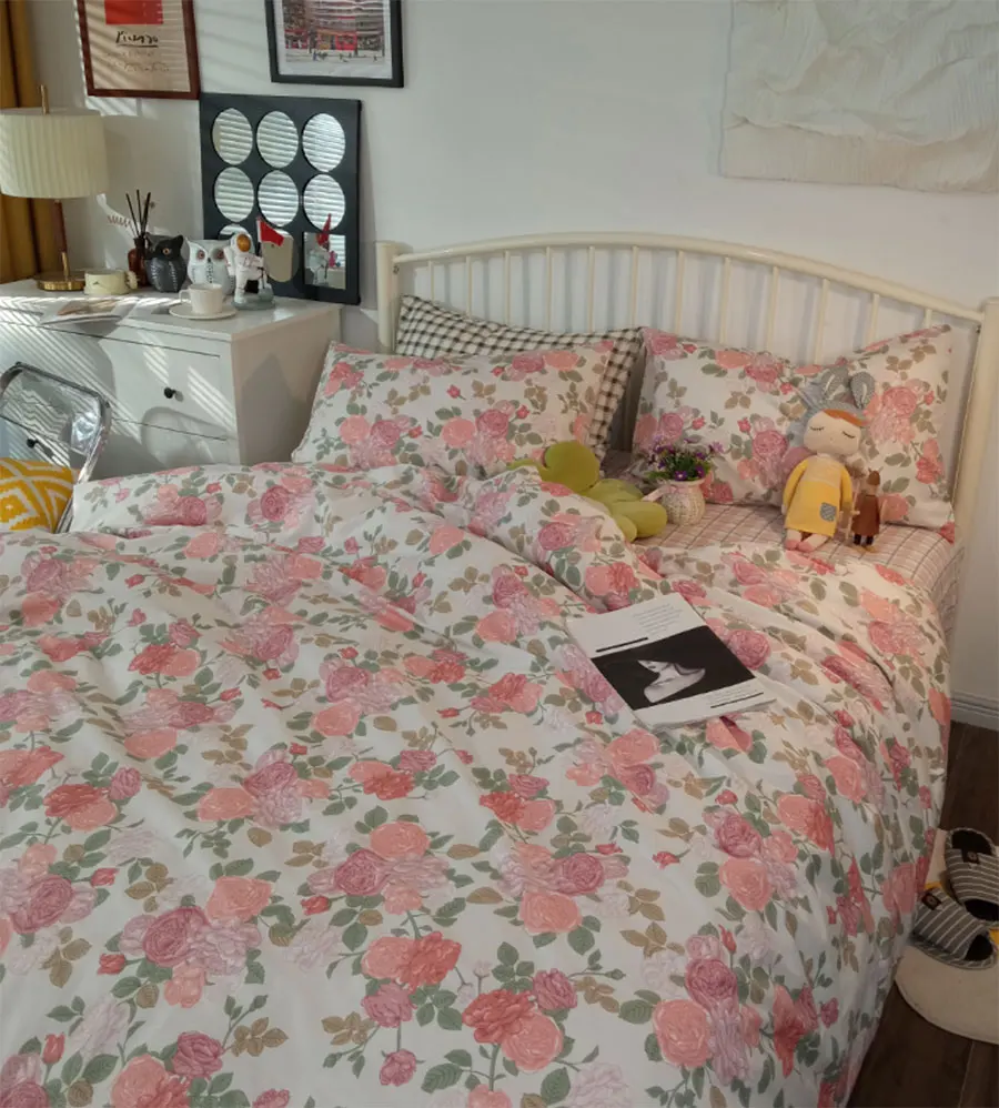 

Симпатичный набор постельного белья в рустикальном стиле с французским цветочным рисунком, хлопковый Двухместный полный Королевский дома...