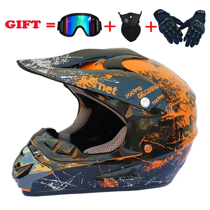 

Motorcycle cross-country helmet four season helmet men's mountain bike small cross-country helmet full helmet goggle mask gloves