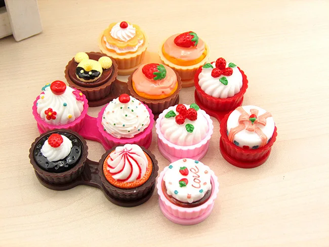 Контейнер для контактных линз мороженого торта портативный маленький милый