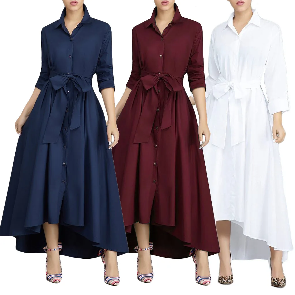 

Spring Women Clothes Long Sleeve Elegant Girls Dress with Buttons Solid Color Empire Bandage Dresses Party Formal Hot Clothing