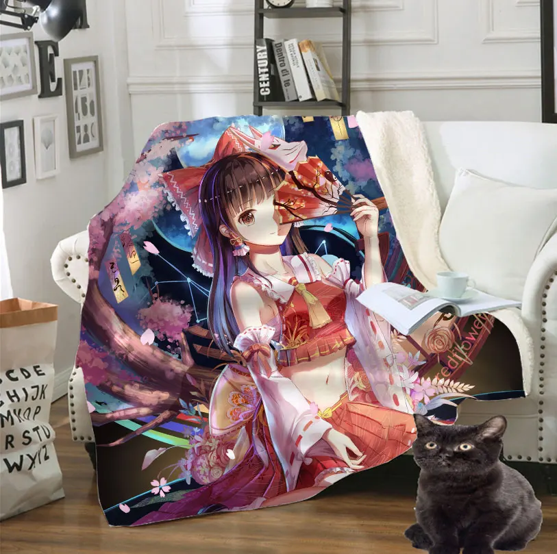 

3D Print Sexy Anime Girl Japanese Kimono Loli Blanket Adult Fleece Quilt Blanket Bedspread Boys Girl Travel Blanket Sofa Quilt