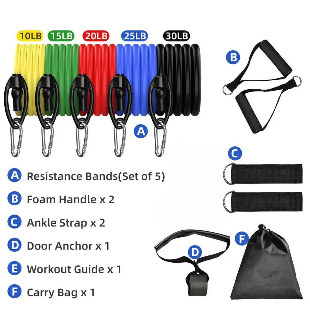 Латексные Эспандеры 11 шт./компл. тренировочные упражнения для кроссфита трубки
