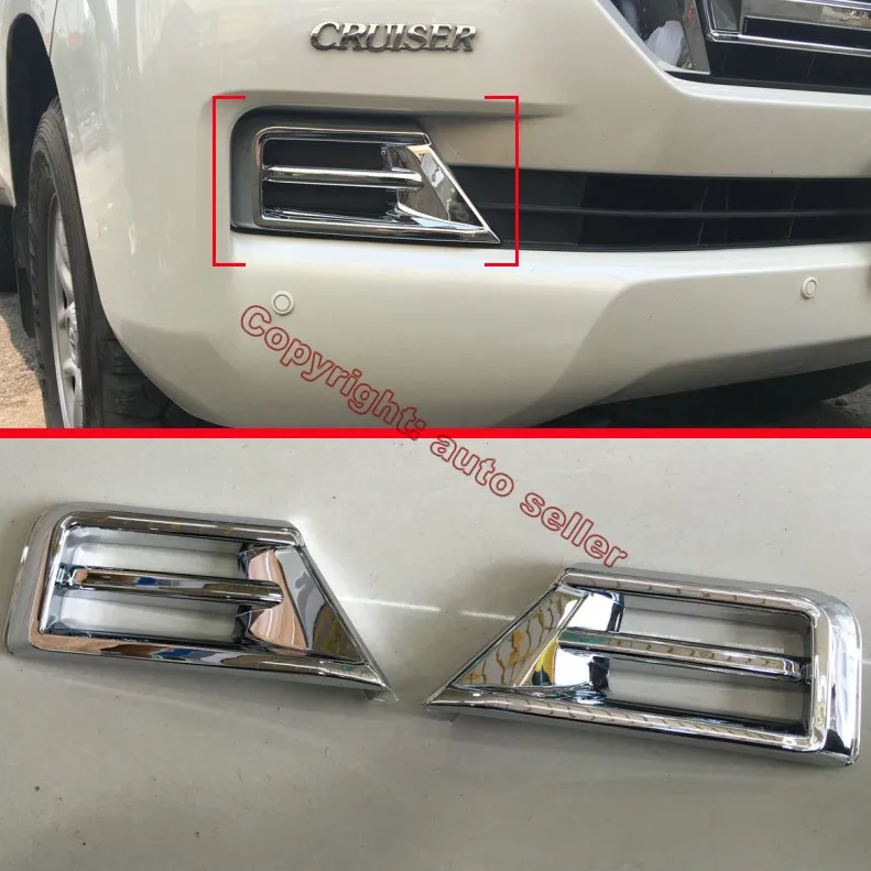 

ABS Chrome Front Fog Light Lamp Cover Trim Molding Bezel Garnish For Toyota Land Cruiser 2016 2017 2018