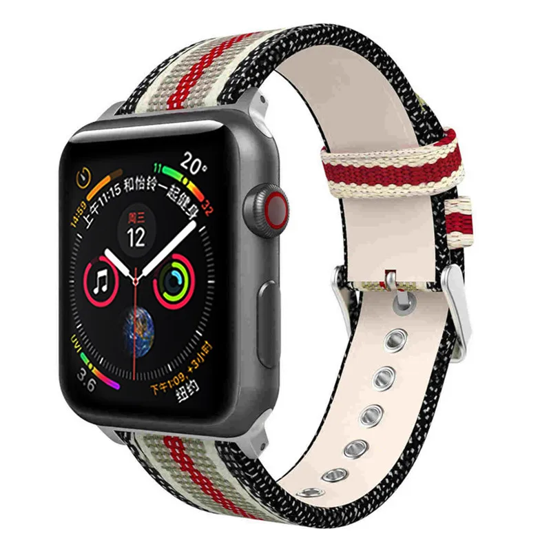 Нейлоновый ремешок для Apple Watch 40 мм 44 серия 4 iWatch кожаный 38 42 3 2 1 сменный