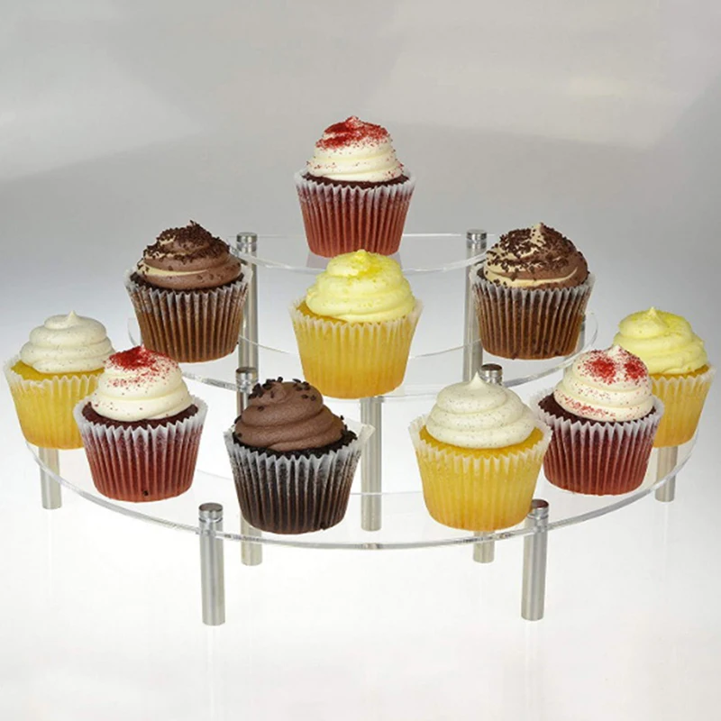 Демонстрационная стойка акриловая подставка для кексов 3 уровня Свадебная