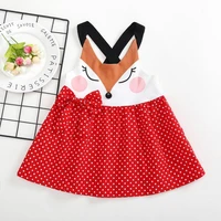 2021 new girls long dress summer children lovely skirt fox pattern stitching strap dresses