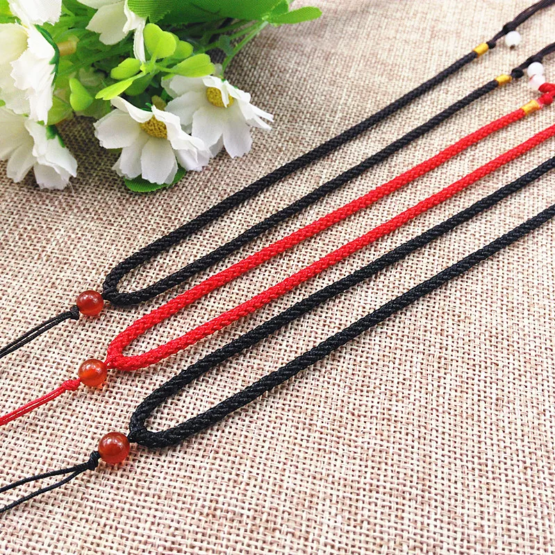 

Two Pearl-Red Agate Necklace DIY Hand-Woven Rope Jadeite Pendant Hanging