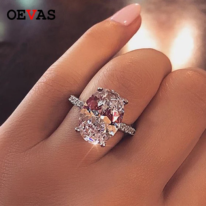 

OEVAS Classic 100% 925 Sterling Silver 9 CT Oval Created Moissanite Gemstone Wedding Engagement Ring Fine Jewelry Gift Wholesale