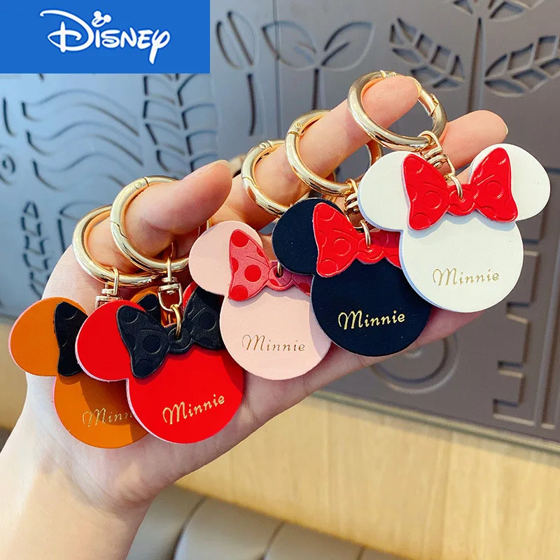

Disney Cute Cartoon Keychain Mickey Minnie Trend Car Keyring Simple Wind Bag Pendant Creative Gift Wholesale Cortical Key Chain