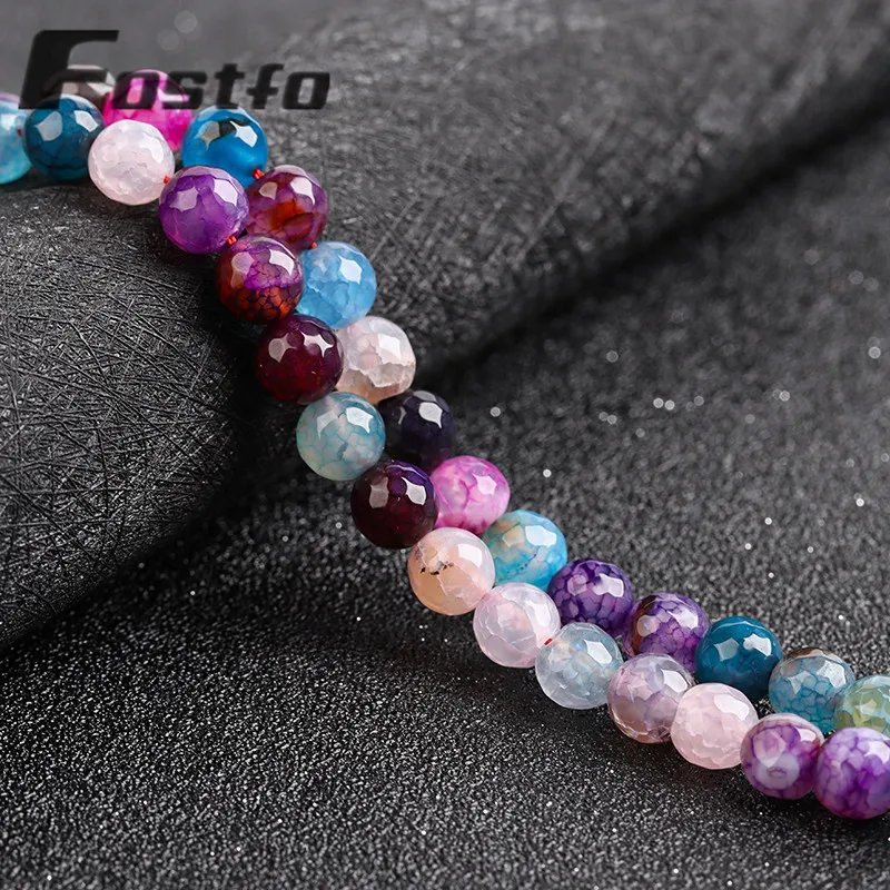 

Colorful Faceted Dragon Agate Beads Natural Stone For Jewelry Making DIY Bracelets Necklace Accessories 15" Strands 8mm