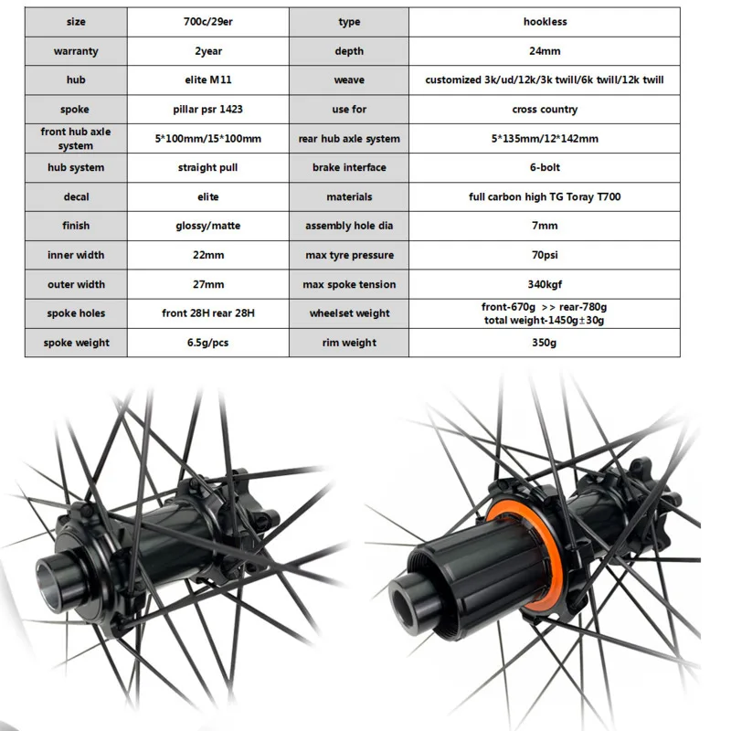 ELITEWHEELS 29er Mtb Углеродные колеса 27*24 мм ширина Hookless 28H XC горный велосипед Wheelset M11