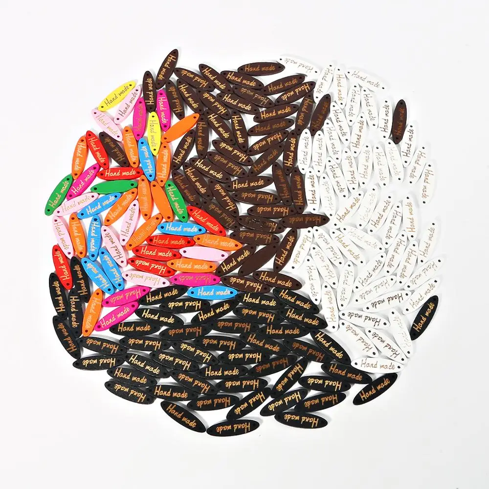 2019 Красочные 50 шт. деревянные пуговицы 5x28 мм эллиптические пуговицы этикетки для шитья рукоделия декоративные аксессуары «сделай сам»