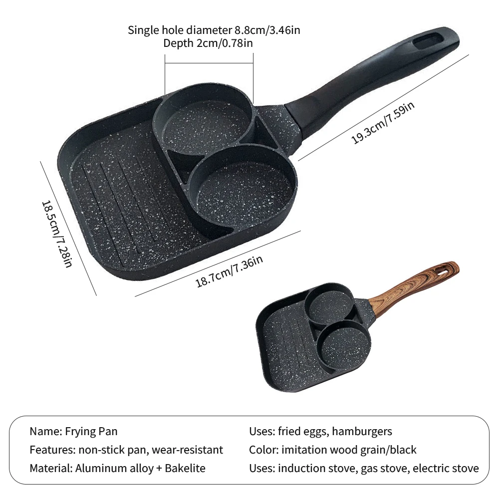 

2-Hole Breakfast Frying Pan Pan Non-Stick Pan Egg Pancake Pan Steak Pan Breakfast Machine Cookware Kitchen Accessories
