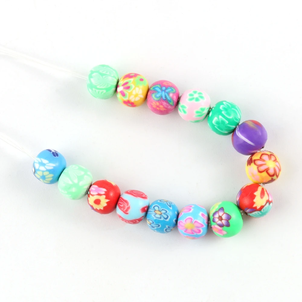 

50pcs Mixed Polymer Clay Round Ball Bohemian Soft Pottery Loose Spacer Beads for Needlework Jewelry Making Diy Bracelet Necklace