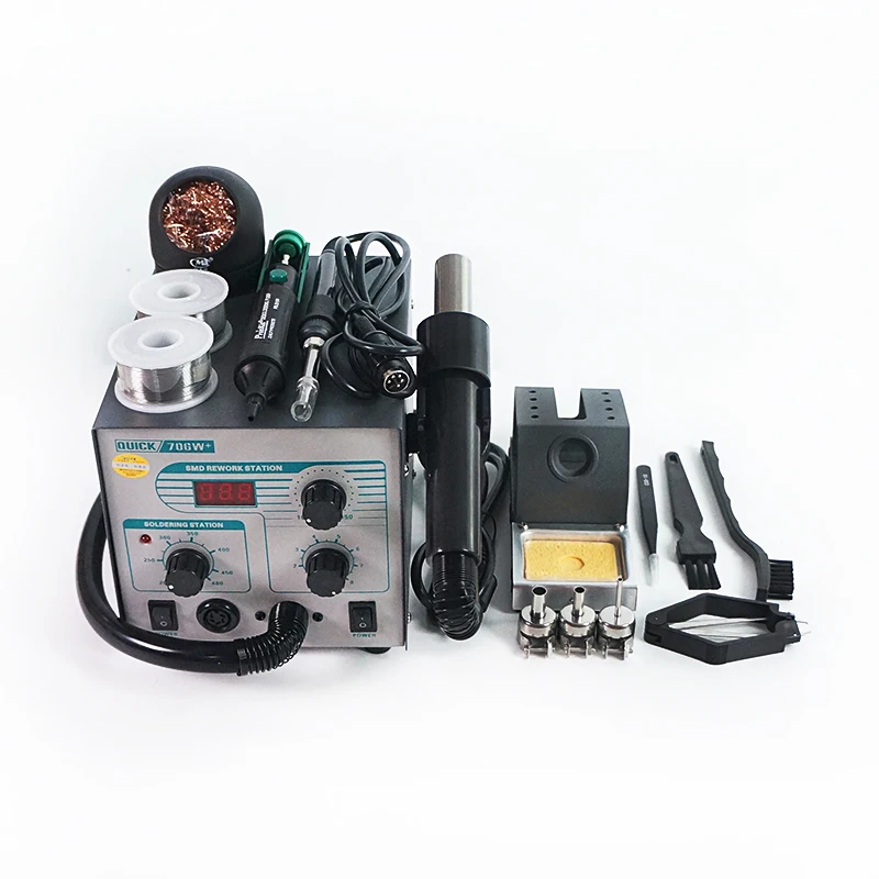 

QUICK-706W+ BGA Rework Station 2 In 1 digital ESD Hot Air Gun Soldering Station SMD Rework Station With ESD 3 Nozzles