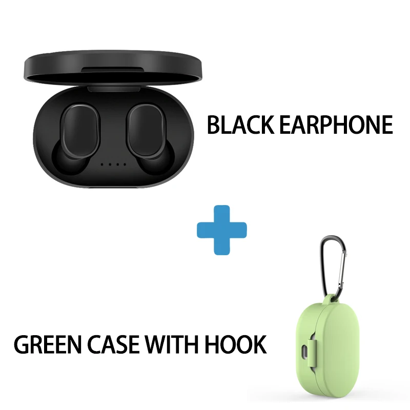 A6S TWS мини наушники Bluetooth 5,0 наушники для Xiaomi для Redmi беспроводные 5,0 TWS наушники с микрофоном для iPhone - Цвет: Black Green Case