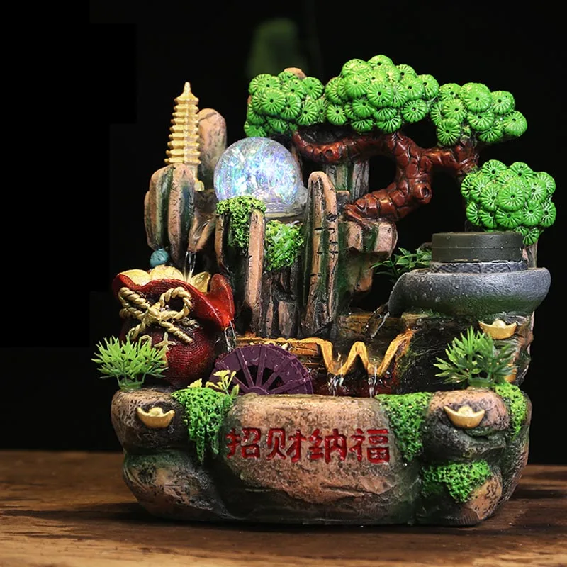 220V Feng Shui скала фонтан комнатная столешница водопад фонтаны рабочем столе Lucky