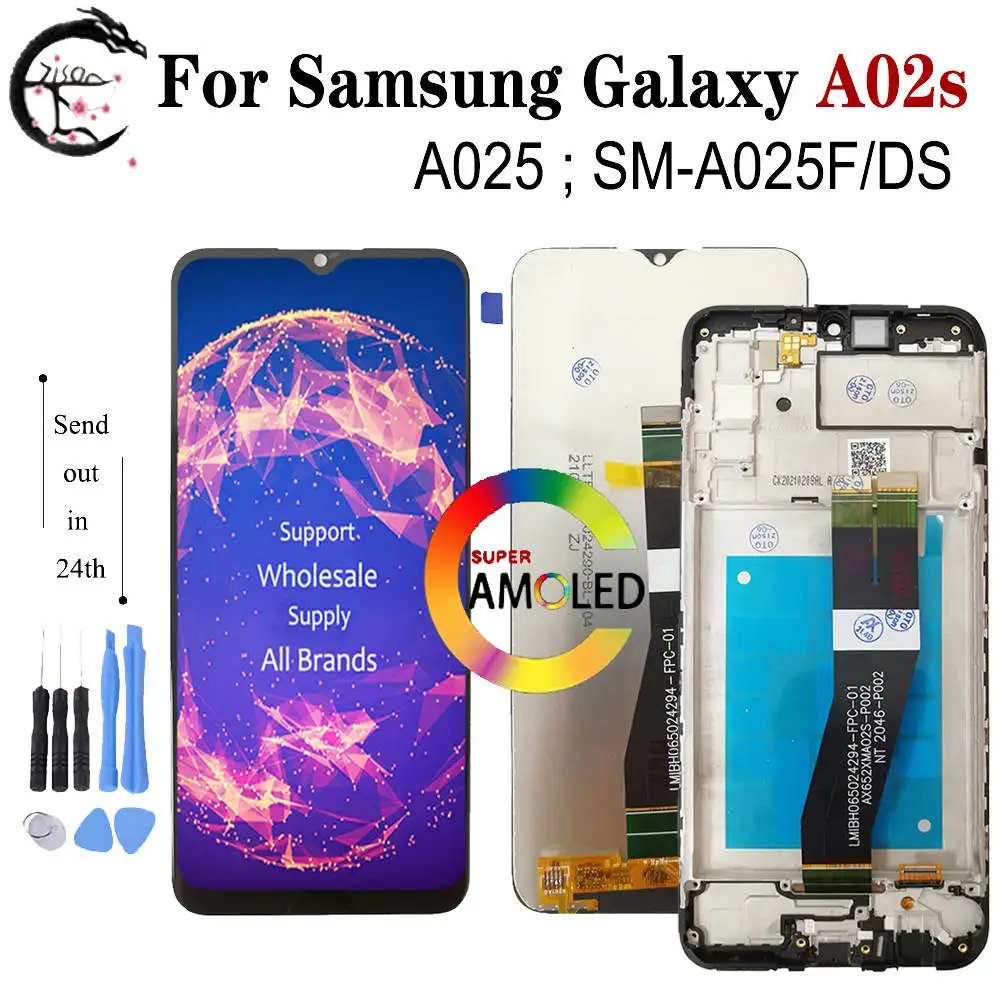 ЖК-дисплей 6,5 дюйма A025F с рамкой для Samsung Galaxy A02s SM-A025F/DS, экран дисплея, сенсорный дигитайзер в сборе, замена дисплея A025