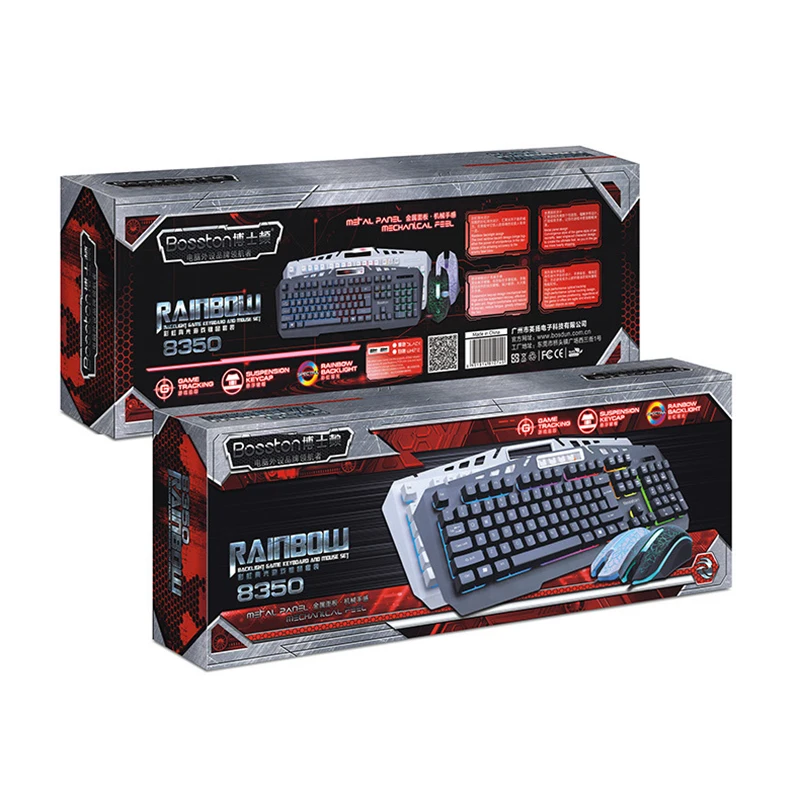 

Bosston Mechanical Feel USB Wired Backlight 104 Keys Gaming Keyboard and Mouse Set with phone holder 8350