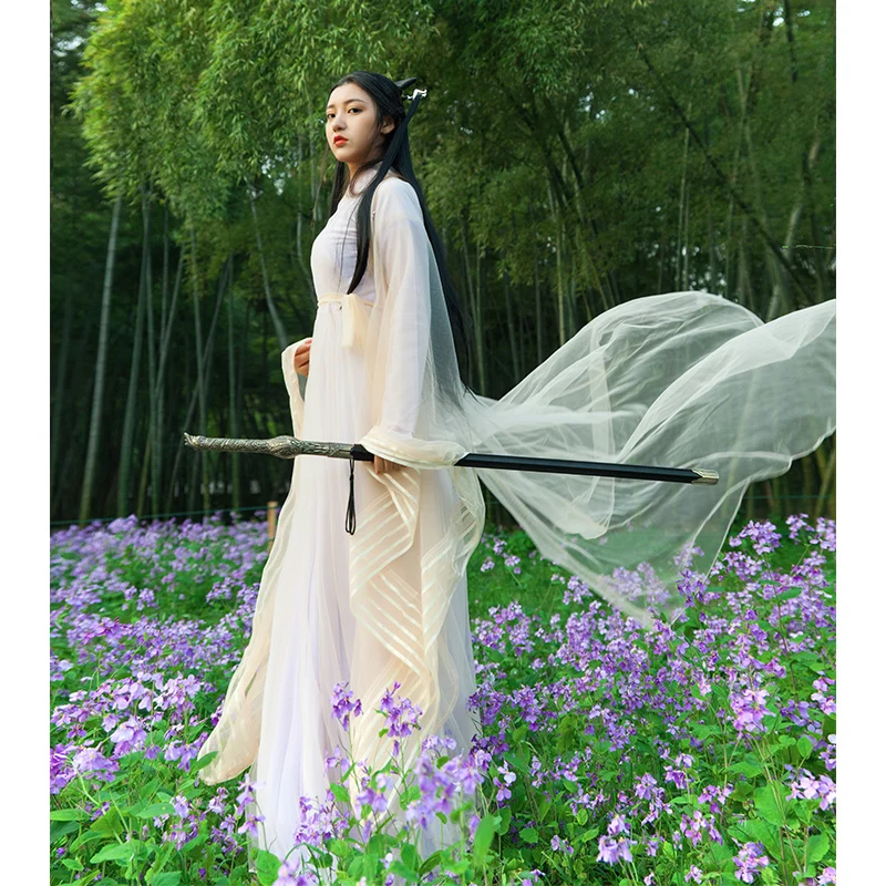 

cosplay hanfu women Movie tv traditional Chinese costumes female elegant fairy costumes heroine chiffon skirts Cosplay Kung Fu