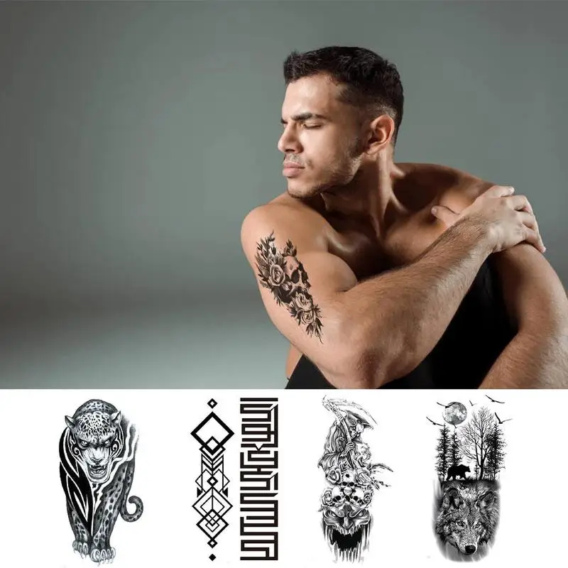 Временная водостойкая татуировка наклейки небольшой полные руки текст животных