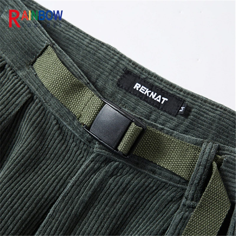 

Rainbowtouches Overalls High Street Hip Hop Casual Pants Men's Corduroy Necking Men Fashion The Trousers