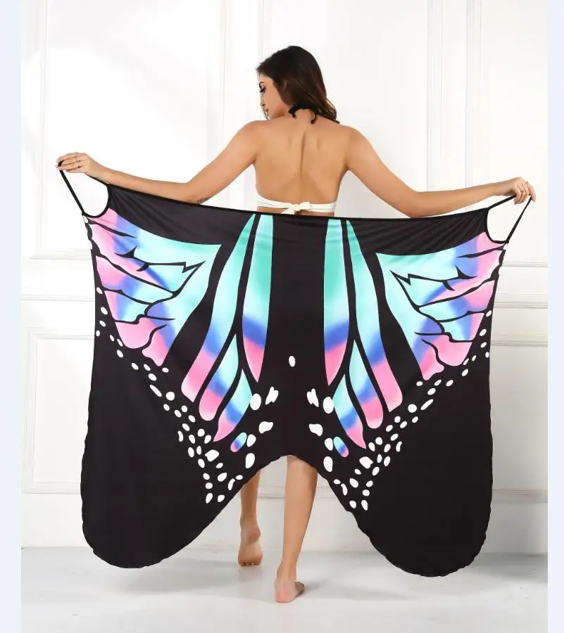 

Dress Women 2020 New Painted Butterfly 3D Printing Sexy Comfortable Beach Cover Colours Fashion Dress